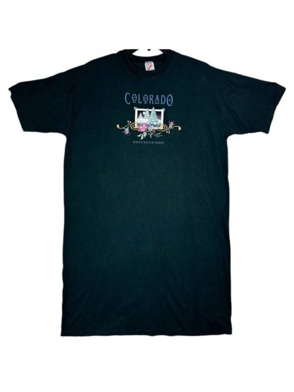 1990s JERZEES Black T Shirt Dress Breckenridge Colorado XL/XXL USA made